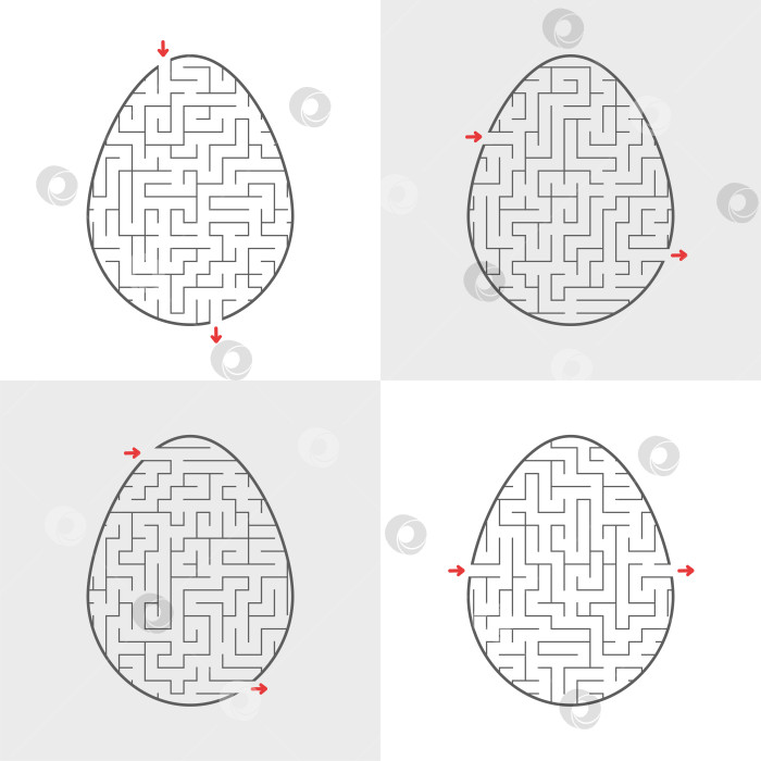 Скачать Набор лабиринтов. Игра для детей. Головоломка для детей. Головоломка-лабиринт. Плоская векторная иллюстрация. фотосток Ozero