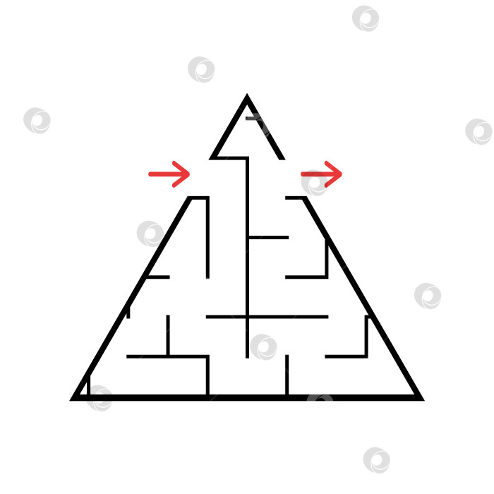 Скачать Черный треугольный лабиринт. Игра для детей. Головоломка для детей. Головоломка-лабиринт. Плоская векторная иллюстрация, изолированная на белом фоне. С местом для вашего изображения. фотосток Ozero