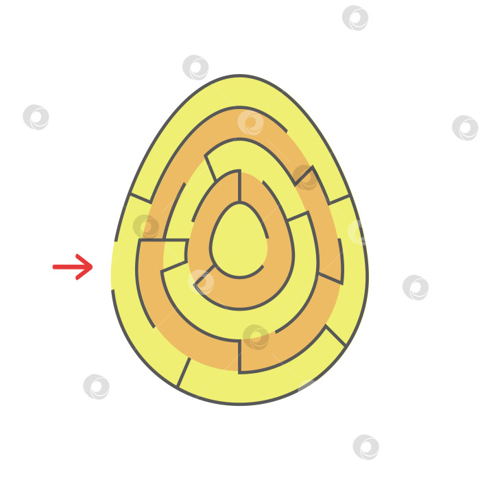 Скачать Цветной овальный лабиринт. Игра для детей. Головоломка для детей. Праздник, яйцо, Пасха. Головоломка-лабиринт. Плоская векторная иллюстрация, изолированная на белом фоне. фотосток Ozero