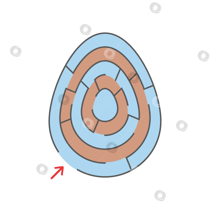 Скачать Цветной овальный лабиринт. Игра для детей. Головоломка для детей. Праздник, яйцо, Пасха. Головоломка-лабиринт. Плоская векторная иллюстрация, изолированная на белом фоне. фотосток Ozero