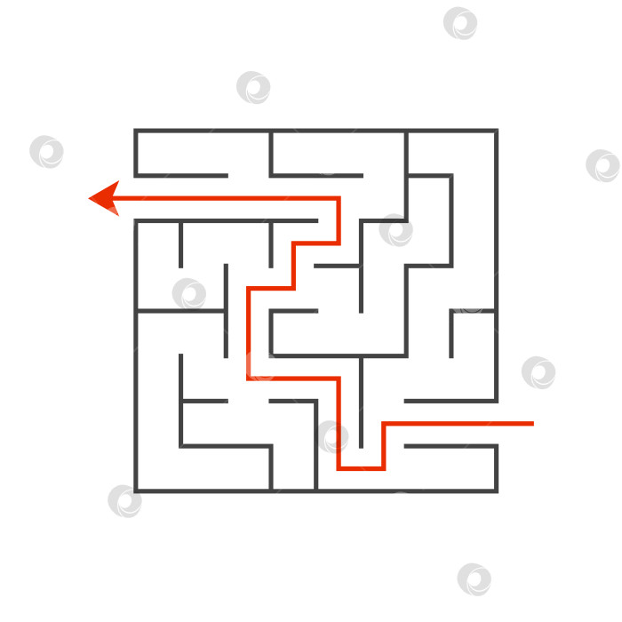 Скачать Абстрактный лабиринт. Развивающая игра для детей. Головоломка для детей. Головоломка в лабиринте. Найди правильный путь. Векторная иллюстрация. фотосток Ozero