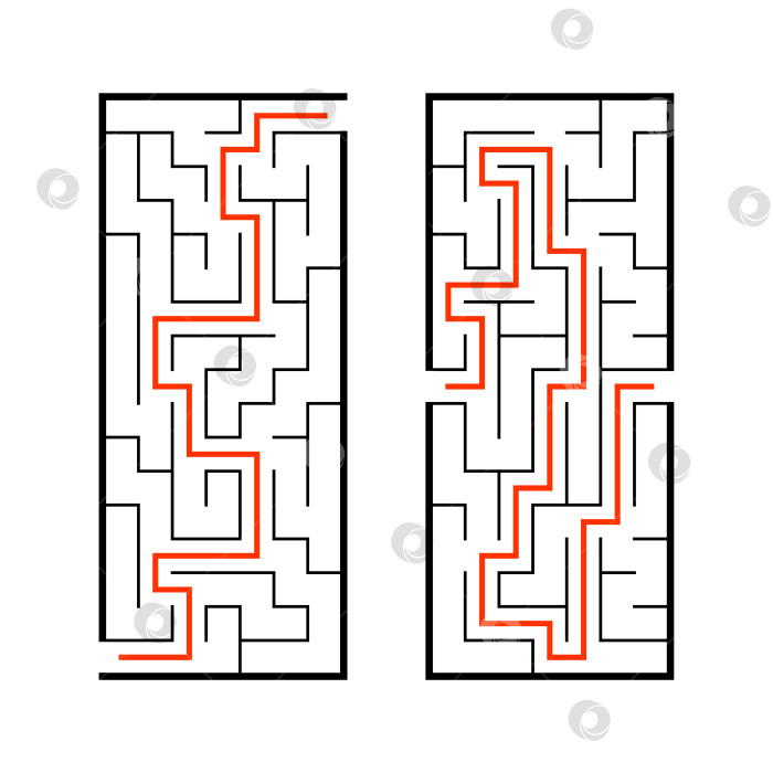 Скачать Набор лабиринтов. Игра для детей. Головоломка для детей. Головоломка-лабиринт. Найди правильный путь. Векторная иллюстрация. фотосток Ozero
