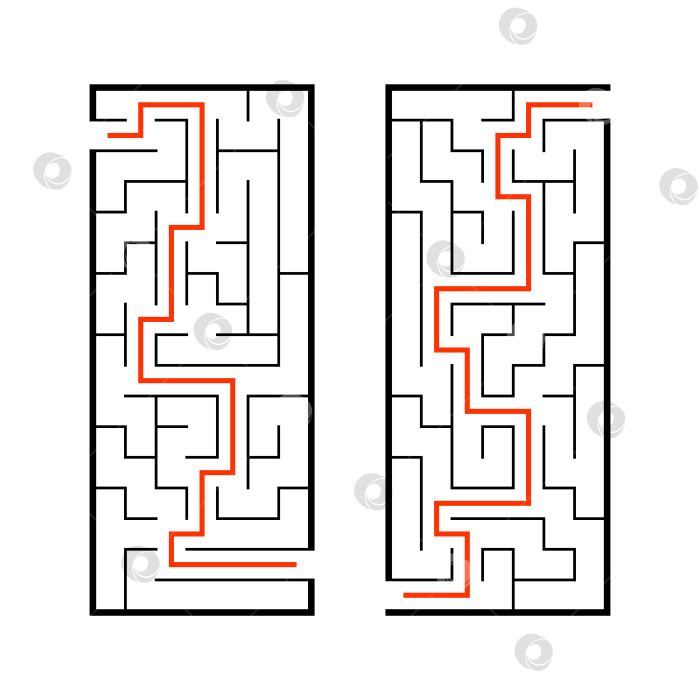 Скачать Набор лабиринтов. Игра для детей. Головоломка для детей. Головоломка-лабиринт. Найди правильный путь. Векторная иллюстрация. фотосток Ozero
