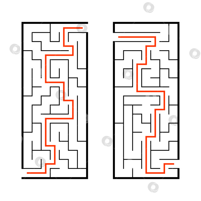 Скачать Набор лабиринтов. Игра для детей. Головоломка для детей. Головоломка-лабиринт. Найди правильный путь. Векторная иллюстрация. фотосток Ozero