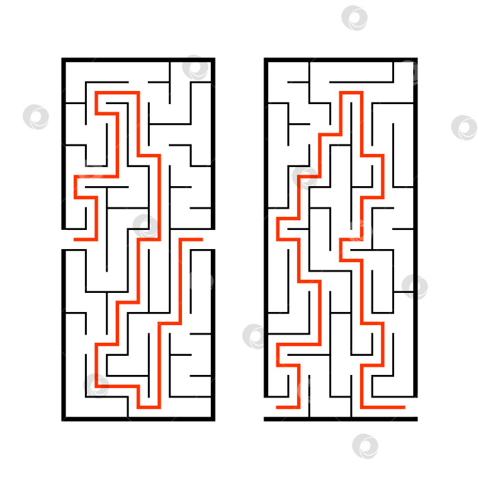 Скачать Набор лабиринтов. Игра для детей. Головоломка для детей. Головоломка-лабиринт. Найди правильный путь. Векторная иллюстрация. фотосток Ozero