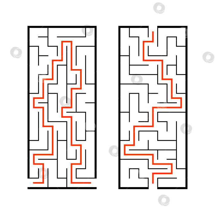 Скачать Набор лабиринтов. Игра для детей. Головоломка для детей. Головоломка-лабиринт. Найди правильный путь. Векторная иллюстрация. фотосток Ozero