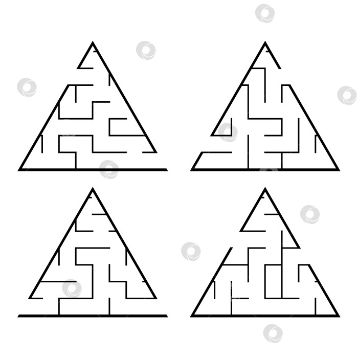 Скачать Набор лабиринтов. Игра для детей. Головоломка для детей. Головоломка-лабиринт. Найди правильный путь. Векторная иллюстрация. фотосток Ozero