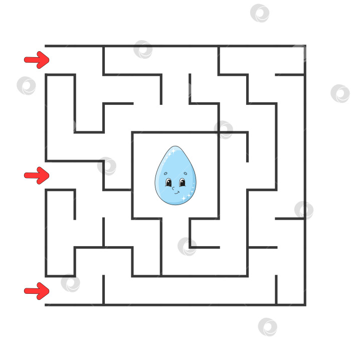 Скачать Забавный квадратный лабиринт. Игра для детей. Головоломка для детей. Мультяшный стиль. Головоломка-лабиринт. Цветная векторная иллюстрация. Найди правильный путь. Развитие логического и пространственного мышления. фотосток Ozero