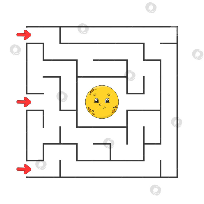 Скачать Забавный квадратный лабиринт. Игра для детей. Головоломка для детей. Мультяшный стиль. Головоломка-лабиринт. Цветная векторная иллюстрация. Найди правильный путь. Развитие логического и пространственного мышления. фотосток Ozero