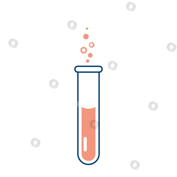 Скачать Химическая пробирка. Лабораторная посуда для анализа, научных исследований. Химическая реакция. Иллюстрации на тему химии, биологии, биотехнологии. фотосток Ozero