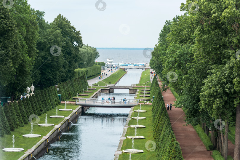 Скачать вид на Морской канал в Петергофском парке, Россия фотосток Ozero