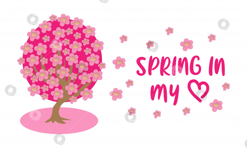 Скачать поздравительная открытка с изображением цветущей вишни фотосток Ozero