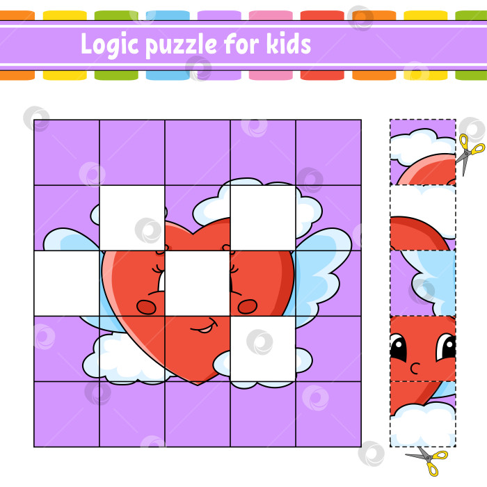 Скачать Логическая головоломка для детей. Развивающий лист для обучения. Обучающая игра для детей. Страница с упражнениями. Простая плоская изолированная векторная иллюстрация в милом мультяшном стиле. фотосток Ozero