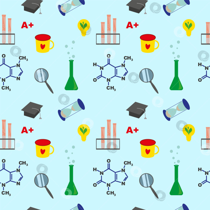 Скачать плоский дизайн химического оборудования бесшовный векторный узор фотосток Ozero