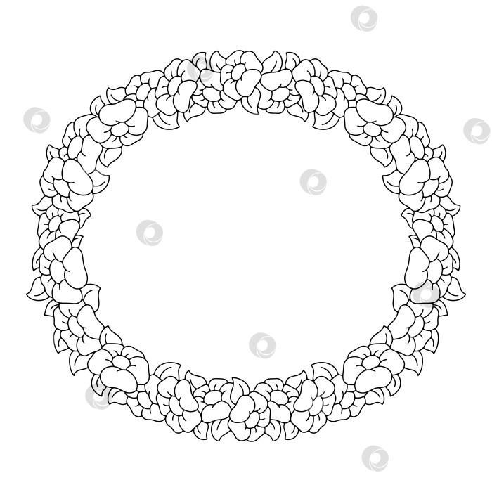 Скачать Красивая цветочная рамка. Раскраска. Элемент дизайна для поздравительной открытки, приглашения на свадьбу, день рождения. Векторная иллюстрация, изолированная на белом фоне. фотосток Ozero