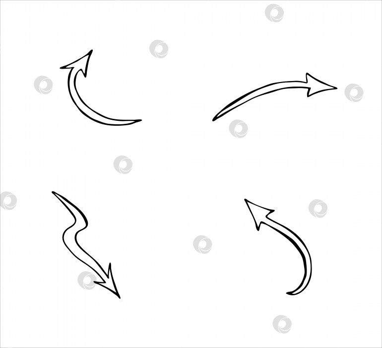 Скачать Коллекция абстрактных каракулей со стрелками, нарисованных вручную, черно-белая векторная иллюстрация фотосток Ozero