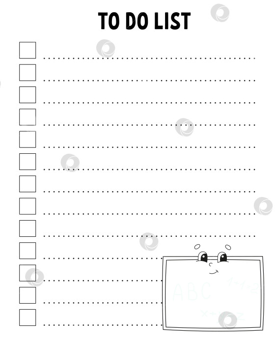 Скачать Список дел. Шаблон для печати. Разлинованный лист. Бумага для рукописного ввода. Для ежедневника, планировщика, контрольного списка, списка пожеланий. Векторная иллюстрация. Вернемся к школьной теме. фотосток Ozero