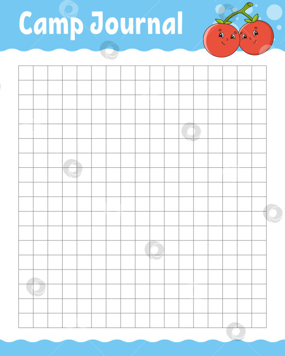 Скачать Шаблон линованного листа для лагерного дневника. Бумага для рукописного ввода. Для дневника, ежедневника-планировщика, контрольного списка, списка пожеланий. С симпатичным персонажем. Векторная иллюстрация. фотосток Ozero