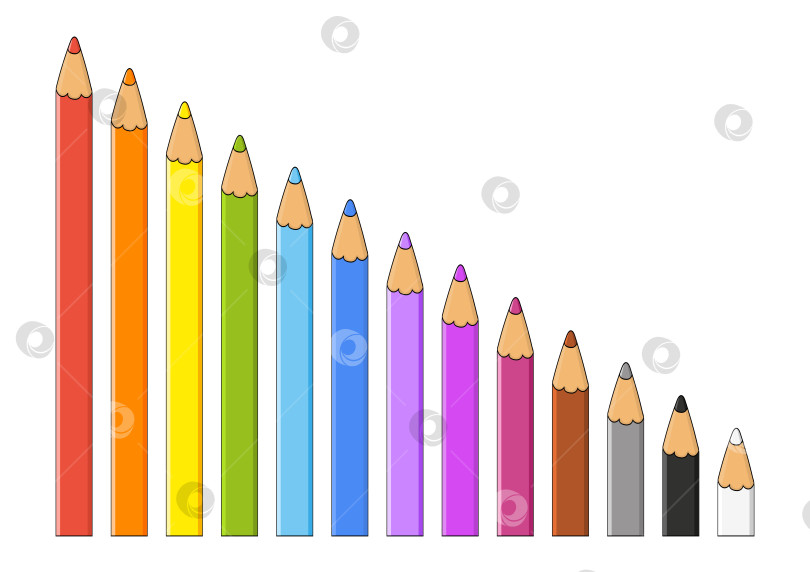 Скачать Цветные карандаши. Элемент дизайна. Векторная иллюстрация, выделенная на белом фоне. Шаблон для книг, наклеек, плакатов, открыток, одежды. фотосток Ozero