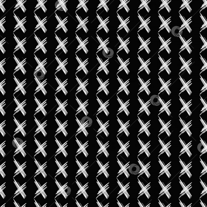 Скачать Абстрактный бесшовный узор, нарисованный вручную, с белым крестом на черном фоне фотосток Ozero