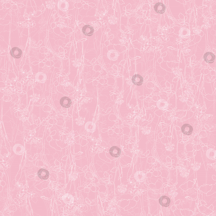 Скачать Цветочный бесшовный узор, нарисованный вручную. Белые цветы на розовом фоне фотосток Ozero
