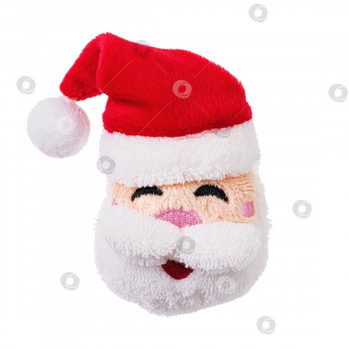 Скачать Мягкая игрушка в форме Деда Мороза. Рождественское украшение, изолированное на белом фоне фотосток Ozero