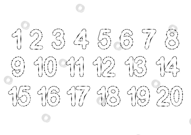 Скачать Набор чисел от одного до двадцати. Для обучения детей. Простая плоская векторная иллюстрация, выделенная на белом фоне. фотосток Ozero