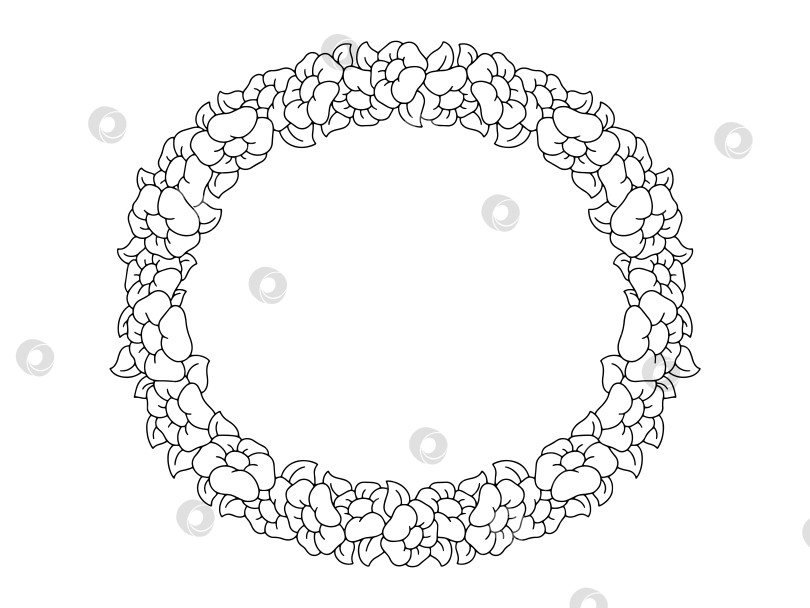 Скачать Красивая цветочная рамка. Раскраска. Элемент дизайна для поздравительной открытки, приглашения на свадьбу, день рождения. Векторная иллюстрация, изолированная на белом фоне. фотосток Ozero