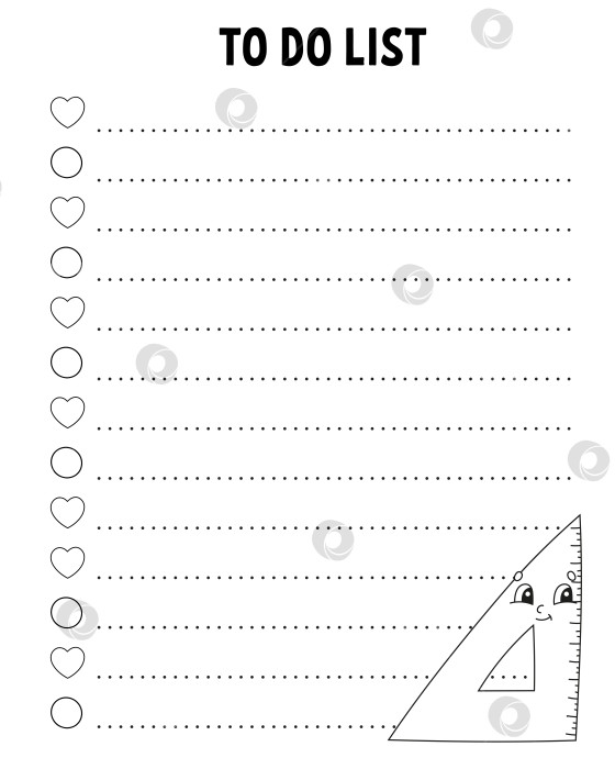 Скачать Список дел. Шаблон для печати. Разлинованный лист. Бумага для рукописного ввода. Для ежедневника, планировщика, контрольного списка, списка пожеланий. Векторная иллюстрация. Вернемся к школьной теме. фотосток Ozero