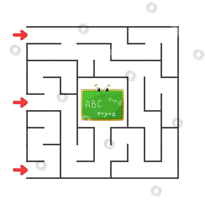 Скачать Квадратный лабиринт. Игра для детей. Головоломка для детей. персонаж мультфильма. Головоломка-лабиринт. Цветная векторная иллюстрация. Найдите правильный путь. Развитие логического и пространственного мышления. фотосток Ozero