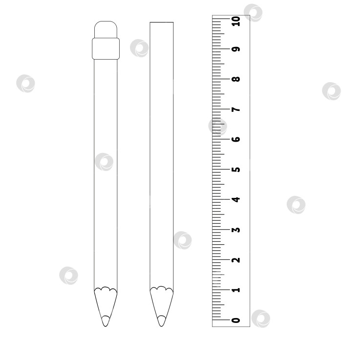 Скачать Деревянный карандаш с ластиком. Обведите контур. Элемент дизайна. Векторная иллюстрация, выделенная на белом фоне. Шаблон для книг, наклеек, плакатов, открыток, одежды. фотосток Ozero