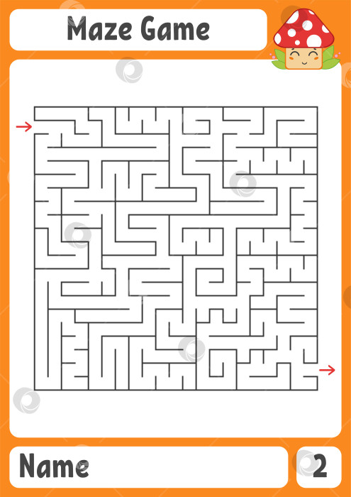 Скачать Квадратный лабиринт. Игра для детей. Головоломка для детей. Головоломка-лабиринт. Цветная векторная иллюстрация. Найдите правильный путь. Развитие логического и пространственного мышления. фотосток Ozero