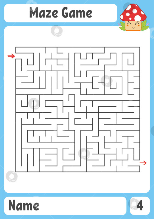 Скачать Квадратный лабиринт. Игра для детей. Головоломка для детей. Головоломка-лабиринт. Цветная векторная иллюстрация. Найдите правильный путь. Развитие логического и пространственного мышления. фотосток Ozero