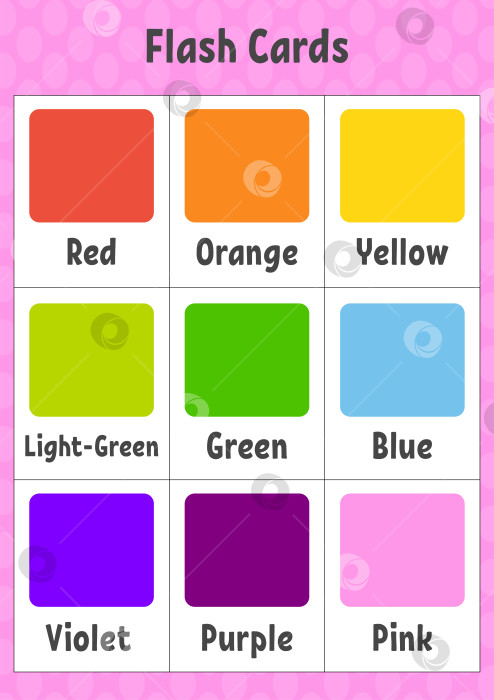 Скачать Флэш-карты. Учим цвета. Развивающий лист для обучения. Страница с упражнениями для детей. Игра в цвета для детей. Векторная иллюстрация. фотосток Ozero