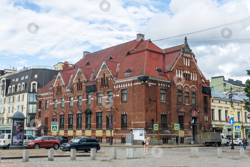 Скачать Красная площадь в Выборге, вид на здание Банка Финляндии фотосток Ozero