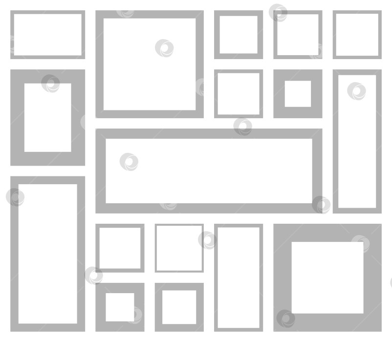 Скачать Набор фоторамок. Сетка для создания настроения. Макет альбома для вырезок. Галерея с пустым баннером. Место для фотографии. Фон колледжа. Векторный макет фотосток Ozero