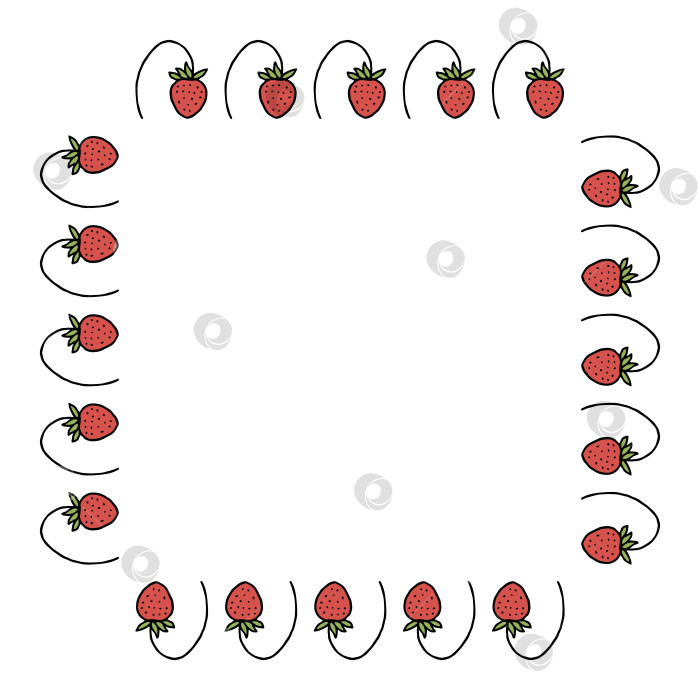 Скачать Квадратная рамка с земляникой на белом фоне. векторное изображение. фотосток Ozero