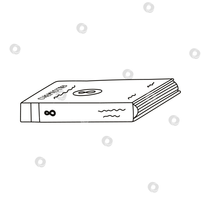 Скачать Каракули лежат в закрытом школьном учебнике по химии для восьмого класса. Симпатичная детская учебная книга, литература, энциклопедия. Школьные принадлежности для учебы, чтения. Нарисованная от руки изолированная контурная иллюстрация. фотосток Ozero