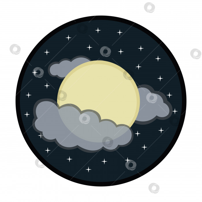 Скачать Иконка луны со звездами и облаками фотосток Ozero