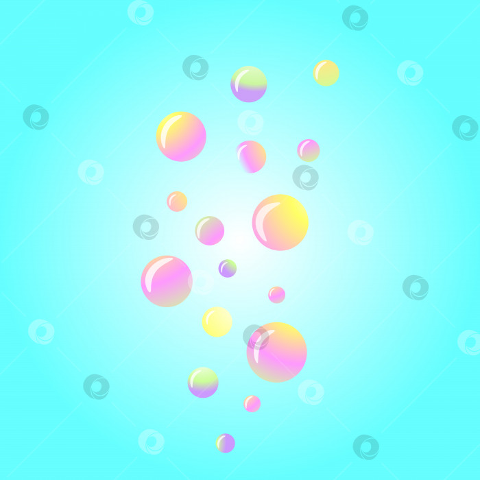 Скачать Радужные мыльный пузыри на голубом фоне фотосток Ozero
