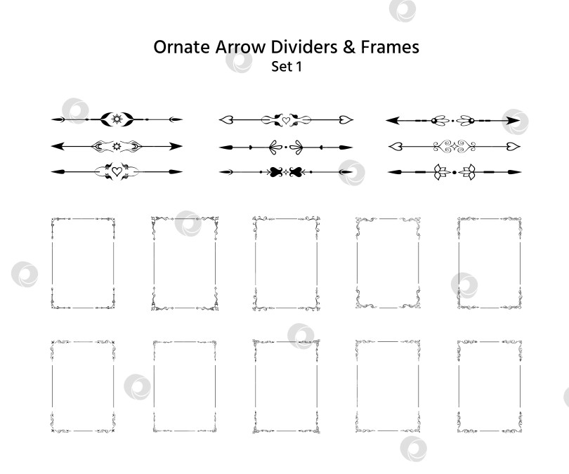 Скачать Набор декоративных рамок в тон, разделители со стрелками фотосток Ozero