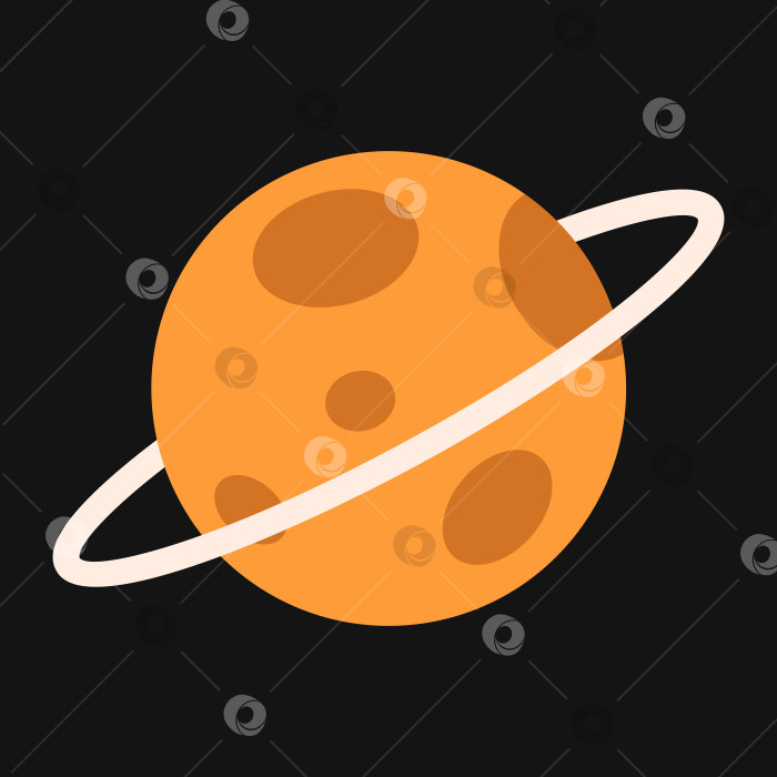 Скачать Векторная планета в плоском стиле. Оранжевая планета с пятнами и кольцами. фотосток Ozero