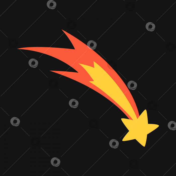 Скачать Векторная комета с огненным хвостом. Желтая падающая звезда в плоском дизайне. фотосток Ozero