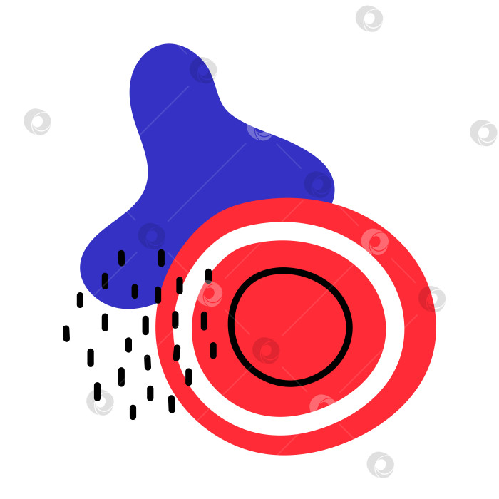 Скачать Векторные абстрактные фигуры. Красный круг и синяя клякса с точками. Современные украшения. Абстрактный клип-арт. фотосток Ozero