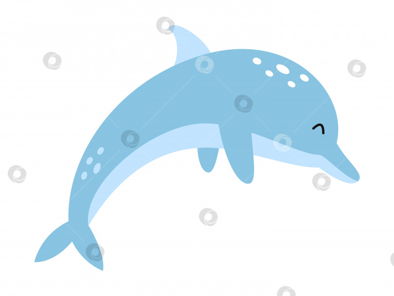 Скачать Векторный милый голубой дельфин. Морское животное в плоском дизайне. Прыгающий зад дельфина. фотосток Ozero