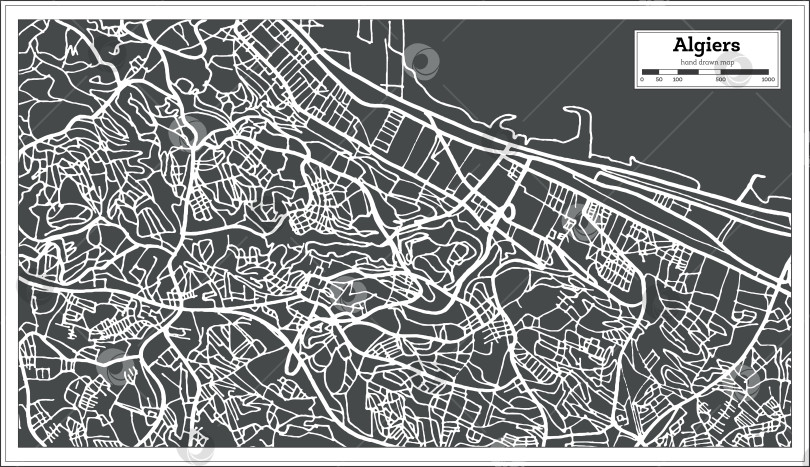 Скачать Алжир Карта Алжира в стиле ретро. фотосток Ozero