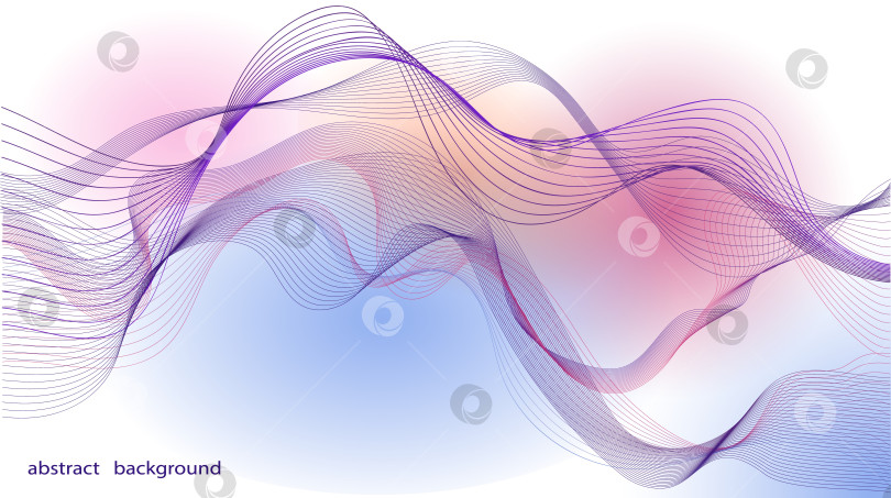 Скачать Красочные волновые линии на градиентном фоне, абстрактный фон. Векторная иллюстрация фотосток Ozero