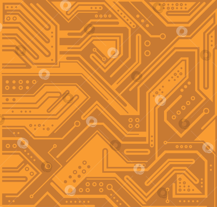 Скачать Печатная плата, оранжевый фон технологии. Цифровая электронная текстура, высокотехнологичный узор. Векторные обои фотосток Ozero