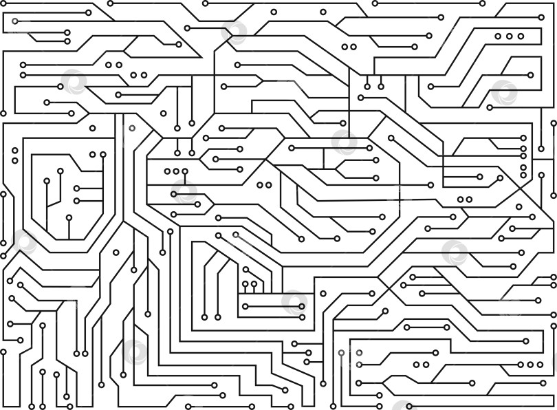 Скачать Высокотехнологичный электронный монохромный узор. Черно-белая печатная плата. Векторный фон фотосток Ozero