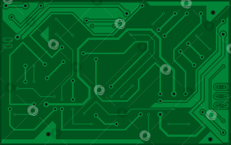 Скачать Печатная плата, технологичный зеленый фон. Цифровая электронная текстура, высокотехнологичный узор. Вектор фотосток Ozero